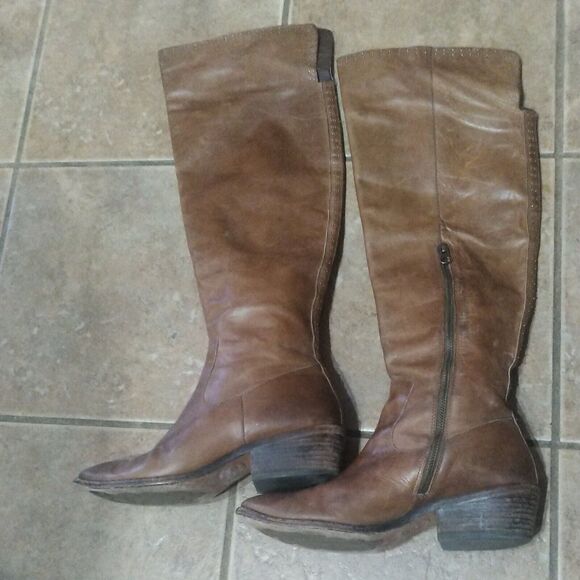 KORK-EASE TALL Brown Leather Low Heel Knee High BOOTS US 9 EU 40.5 - Picture 7 of 12